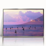 Mid-century modernist art of a scenic Sri Lankan landscape in silver framed acrylic, ideal for nursery wall art.