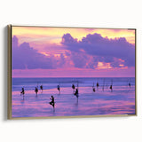 Framed canvas depicting a vintage-style landscape painting of Sri Lankan scenery with a gold frame.