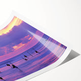 Extra large wall art featuring abstract line art flowers in soft pastel shades on a rolled canvas.