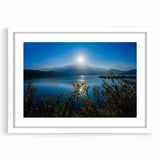 Abstract art print depicting a serene Taiwanese landscape in muted earth tones on a framed white mat.