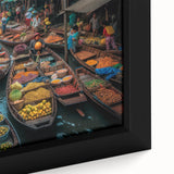 Extra large framed canvas featuring a textured depiction of Bangkok's skyline in black with colorful art accents.