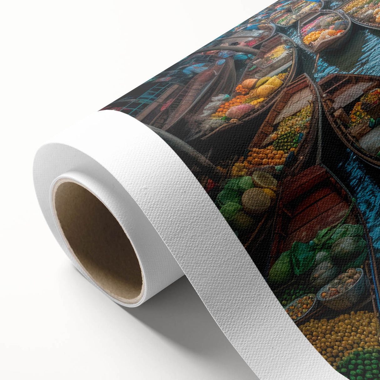 Art deco poster of Bangkok skyline in pastel shades on rolled canvas, ideal for nursery wall art.