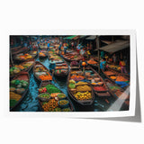 Extra large rolled print of Bangkok scenery with vibrant floral elements, ideal for art wall dining room.