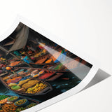 Extra large wall art featuring line art flowers and a Bangkok scenery on a rolled print.