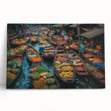 Black and white large art print of Bangkok skyline on stretched canvas, ideal for kitchen wall art or bedroom ambiance.