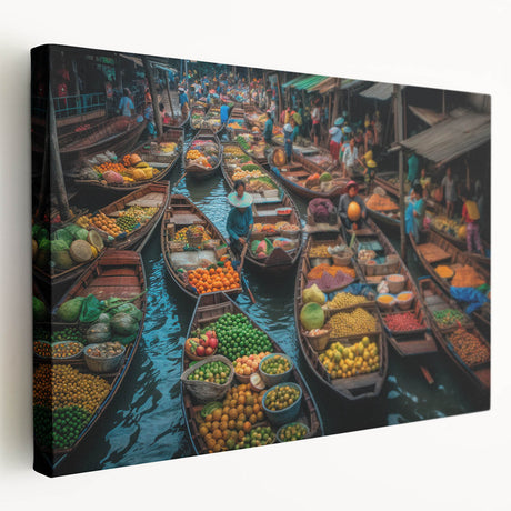 Large canvas print of Bangkok skyline in muted gray and blue tones, ideal for kitchen wall art.