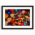 Extra large abstract art print featuring a colorful, textured scenery of Vietnam on a black framed canvas.