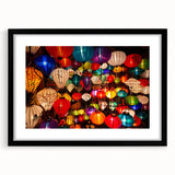Extra large abstract art print featuring a colorful, textured scenery of Vietnam on a black framed canvas.