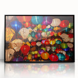 Large abstract wall art depicting a Vietnamese landscape in muted earth tones, framed acrylic.