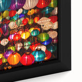 Extra large framed canvas of a textured Vietnamese landscape in vibrant colors, ideal for living room decor.