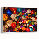 Vintage poster art of a scenic Vietnamese landscape in vibrant colors on a large framed canvas, ideal for living room decor.