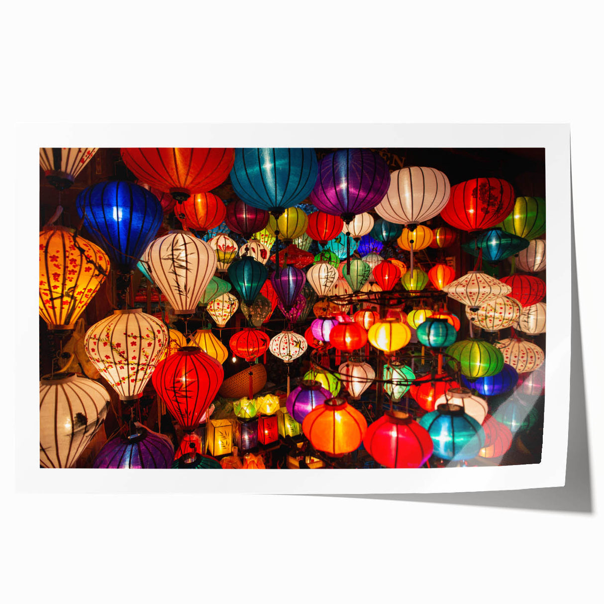 Extra large rolled print of a scenic Vietnamese landscape with vibrant green and blue tones, ideal for dining room wall art.