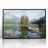Large abstract wall art depicting Alberta scenery in muted earth tones, framed in black acrylic.