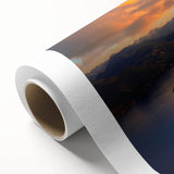 Art deco style poster of a serene British Columbia landscape on rolled canvas, suitable as nursery wall art.