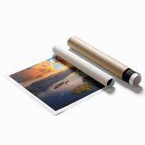 Rolled print of British Columbia scenery with lush greenery and mountains, ideal for classy bathroom wall art.