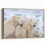 Framed canvas featuring a vintage-style landscape painting of Manitoba, Canada with a black and gold color palette.