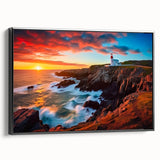 Black and white framed canvas depicting a vintage Newfoundland landscape, ideal for bedroom wall art.