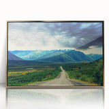 Framed acrylic print of Northwest Territories scenery in muted earth tones, ideal for modern art wall decor.