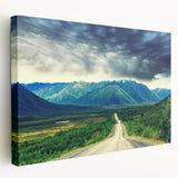 Scenic depiction of Northwest Territories on a large stretched canvas, featuring muted earth tones.