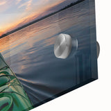 Large abstract wall art depicting a serene Ontario landscape in muted earth tones on acrylic glass.