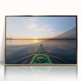 Large art print of Ontario scenery, framed in gold acrylic, in mid-century modernist style, ideal for nursery wall decor.