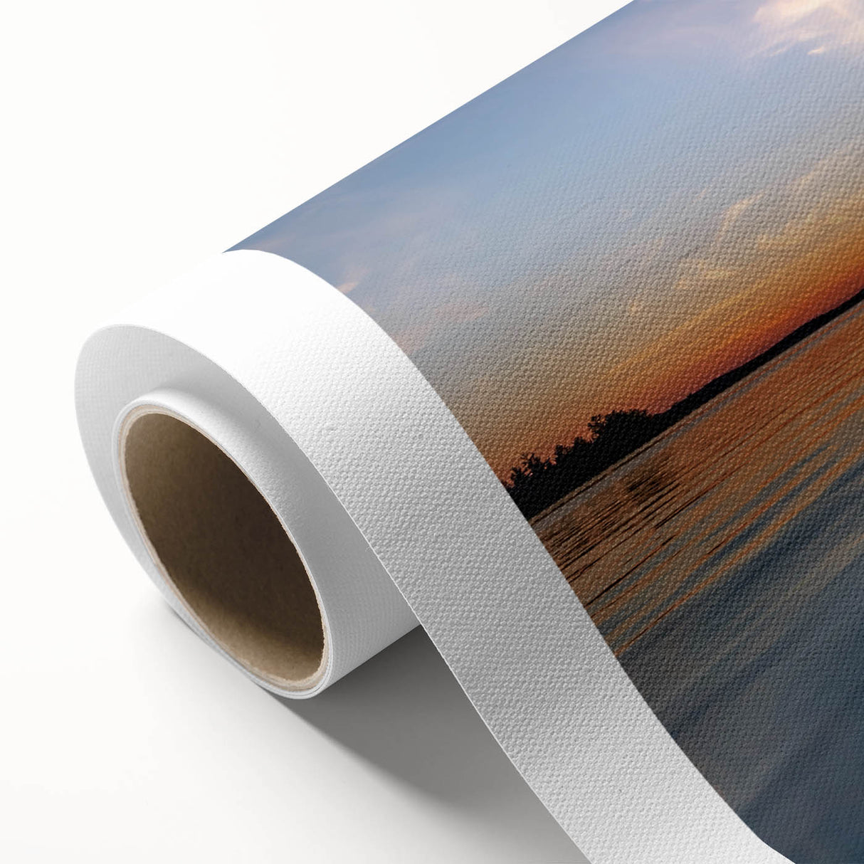 Art Deco style poster of Ontario, Canada scenery in muted pastel colors on rolled canvas, ideal for nursery wall art.