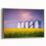 Framed canvas depicting a serene Saskatchewan landscape in muted earth tones, suitable as wall art for a bedroom.