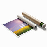Extra large rolled print of a serene Saskatchewan landscape with soft green and blue tones.