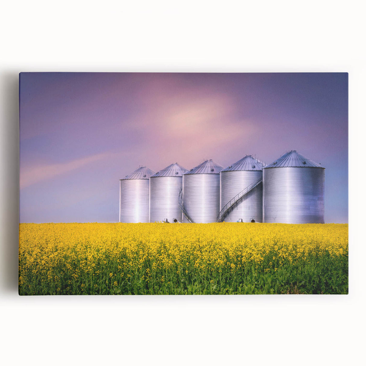 Black and white photograph of Saskatchewan scenery on large stretched canvas, ideal for kitchen wall art.