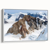 Vintage poster art of Yukon scenery on framed canvas, featuring colorful art with black and white tones.
