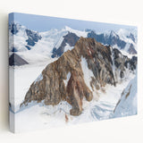 Large stretched canvas depicting a serene Yukon, Canada landscape in muted earth tones, ideal for kitchen wall art.