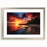 Extra large abstract art print of Caribbean scenery in muted blue tones on a framed canvas, ideal for living room decor.