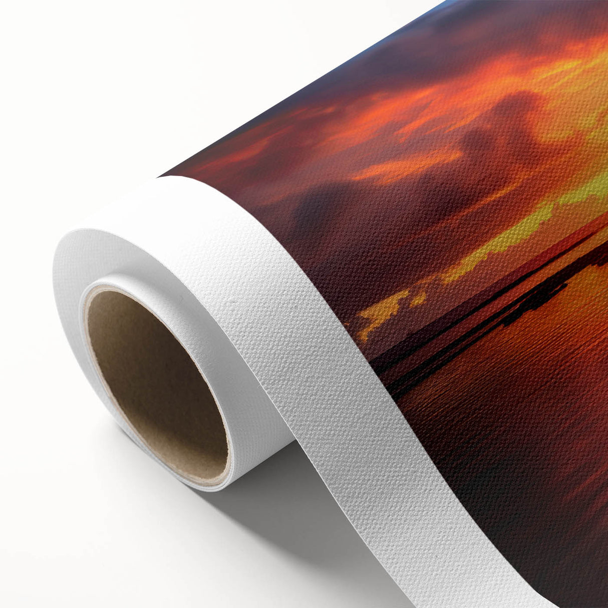 Art Deco poster of a Caribbean scenery on rolled canvas, featuring pastel shades.