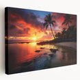 Large canvas print of a serene Caribbean beach scene, with soft blue and sandy hues, ideal for kitchen wall art.