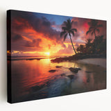 Large canvas print of a serene Caribbean beach scene, with soft blue and sandy hues, ideal for kitchen wall art.