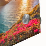 Large abstract wall art of a Caribbean Barbados scenery in vibrant blue and green tones on acrylic glass.