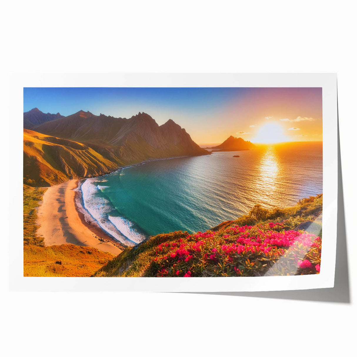 Extra large rolled print of Barbados scenery with vibrant green and blue tones, ideal for art wall dining room.