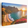 Caribbean Barbados scenery on large stretched canvas, featuring vibrant ocean and sky hues, ideal for kitchen wall art.