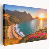 Caribbean Barbados scenery on large stretched canvas, featuring vibrant ocean and sky hues, ideal for kitchen wall art.