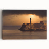 Black and white stretched canvas depicting a Caribbean Cuban street scene, ideal for kitchen wall art or bedroom ambiance.