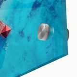 Large abstract wall art print on acrylic glass featuring Caribbean scenery in mid-century modernist style.