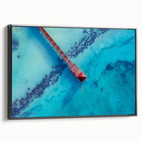 Black and white framed canvas of a Caribbean landscape, ideal for bedroom wall art.