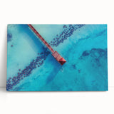 Large black and white stretched canvas of a Caribbean scene, suited for kitchen art.