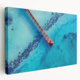 Large canvas depicting a serene Caribbean beach scene with vibrant blue and green tones, ideal for kitchen wall art.