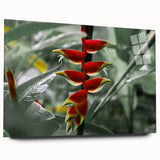 Large abstract wall art of a Caribbean Martinique scenery in vibrant blue and green tones on acrylic glass.