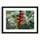 Extra large colorful abstract art print of Caribbean scenery on textured canvas, framed in black.