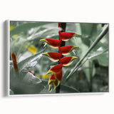 Vintage poster art of Caribbean Martinique scenery on a framed canvas, featuring vibrant colors, ideal for living room decor.