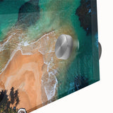 Large abstract wall art depicting a stylized Puerto Rican scenery in vibrant hues on acrylic glass.