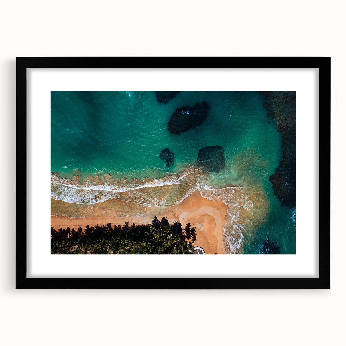 Abstract art print featuring vibrant Caribbean scenery on a textured, extra large canvas, ideal for living room decor.