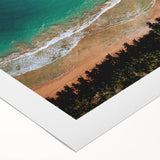 Art deco poster of a Caribbean Puerto Rican scenery in soft pastel colors on rolled canvas, suitable for dining room walls.